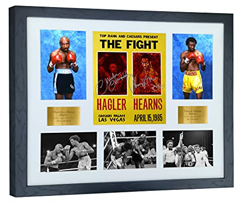 Kitbags & Lockers Super A2-Größe, Druck Marvelous Marvin Hagler vs Thomas Hitman Hearns Fight, Poster, Montage Autogramm, signiert, Fotorahmen, Boxen, Geschenk