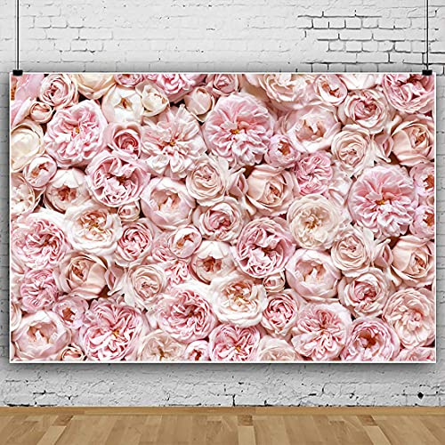 Avezano Hintergrund mit Blumenmuster für Foto Fotowand Hintergrund, rosa Rose, Valentinstag, Hochzeit, Mädchen, Geburtstag, Party, Banner, Brautparty, Wand-Fotografie (1,8 x 1,2 m)