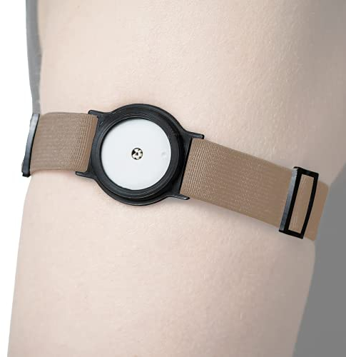 DiaBrothers Freestyle Libre 2 Fixierband Fixierung Halter mit verstellbarem Armband - Halter: schwarz - Armband: beige - Größe: M (25-35 cm)