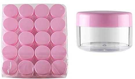 TIANZD 35 Pièces Vides Petit Rond Pot en Plastique Transparent 5 ml avec Couvercle Rosé, Cosmétique Pots de 5 g pour des Produits Cosmétiques D'art D'ongle D'échantillons Contenant
