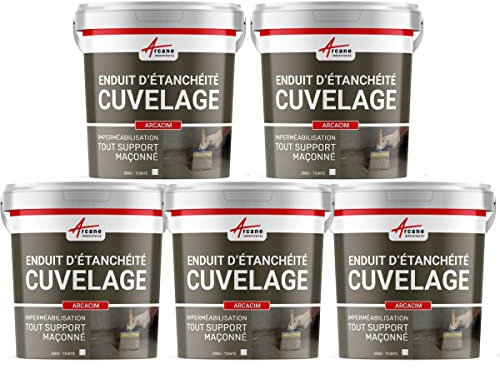 Enduit d'etanchéité hydrofuge, enduit de cuvelage pour béton et support maçonné : Arcacim - Offre Spéciale : 5 x 25 Kg Blanc - ARCANE INDUSTRIES