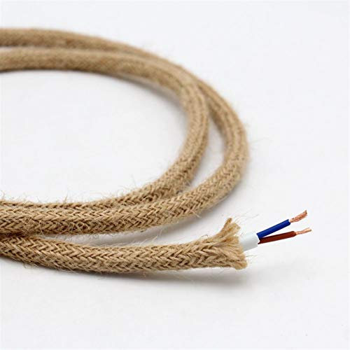 Lcuihong-Kupferkabel 2 Kern oder 3 Kern, Vintage Hanf Seil Lichtkabel Hanf geflochtenes Flexibles Kabel, elektrischer Draht für Retro-Lichter Weich und stark (Color : 2 core 0.75mm2, Length : 10M)