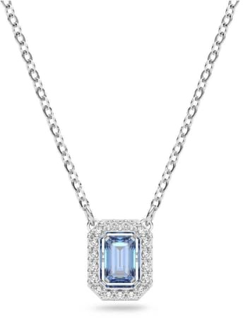 SWAROVSKI Millenia Halskette, Zirkonia im Achteckschliff, blau, rhodiniert, Metall Aus Metall Zirkonia