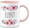 Tassenbrennerei Original - Blümchen-Tasse mit Spruch: Blyat - Lustige Kaffeetasse als Geschenk für eine Kollegin (Rosa)