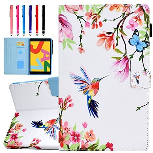 Ausmix Premium PU Leather iPad Case with Smart Auto Sleep Folio Stand Cover for iPad 9.7 inch 2017/2018, Cute Bird