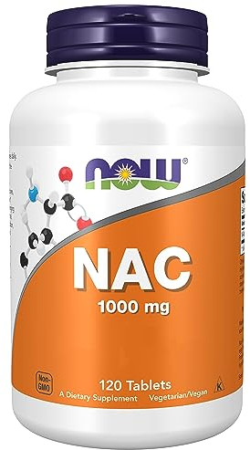Now Foods, NAC (N-Acetyl Cysteine), 1.000mg, 5-Tage-Depot, Nahrungsergänzung, 120 vegane Tabletten, Laborgeprüft, Sojafrei, Glutenfrei, Vegan