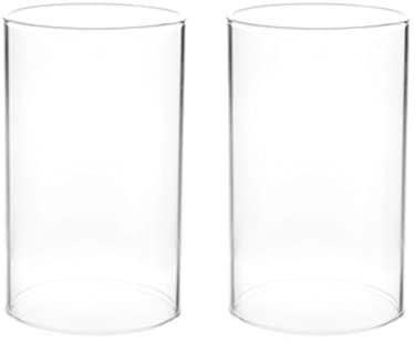 FOMIYES Chimney Tube Sleeves Glass Candle Holder Sleeve Dome: 2pcs Clear High Borosilicate Glass Shade Cylinder Floating Pillar Candle Holder for Wedding Centerpiece 8×15cm Candle Chimney Tube