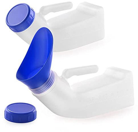 2er-Pack Unisex-Urinale, Kunststoff-Urinflaschen für Männer und Frauen, auslaufsicherer Schraubdeckel, tragbare Toiletten-Urinale, ideal für Autoreisen im Freien