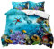 TULTOAP Meerestiere Bettwäsche 135x200cm, Blau Unterwasserwelt Bettwäsche Set Schildkröte Fisch Koralle Drucken Ocean Themed Bettbezug (Tiefsee,135 x 200 cm)