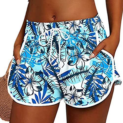 Onsoyours Short de Bain Femme Été Maillot de Bain à Séchage Rapide Imprimé Multiusage Sport Short pour l'Yoga Jogging Plage A BleuClair M