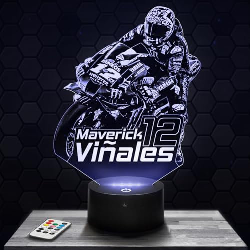 Lampada da comodino, Luce notturna tattile GP MOTO M. Vinales Lampada illusione 3D LED, idea regalo di Natale per ragazzi e ragazze Lampada da notte per bambini o adulti