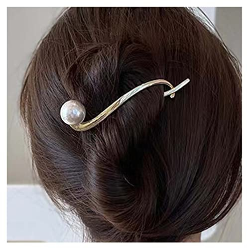 Dervivea Minimalistisches Lächeln Perle Haarspange Haarnadel Perle Haarspange Clip Große rutschfeste Haarnadeln Französische Gold Haarspange Pins Dekorativer Haarschmuck für Frauen und Mädchen