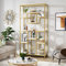 Tribesigns 180cm hohes Gold Bücherregal, Moderne freistehende Bücherregal mit 11 offenen Lagerregalen, hohe Display Bücherregale für Wohnzimmer, Schlafzimmer, Home Office, Gold & Weiß