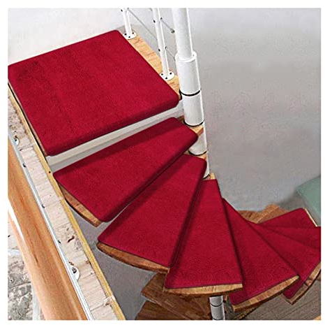 Treppenteppich Wendeltreppe Selbstklebende Treppenstufen Matten Pad Rutschfester Stufenschutz Teppichabdeckung Treppenteppich Wendeltreppenmatte Rot