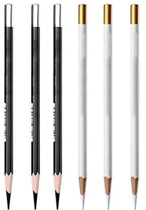 Kohlestifte für Skizzen, Zeichenkohle, Kohle Set, Weiß Skizze Bleistift, Weiße Skizzen-Kohlestifte, Kohlestifte Set, 3 Schwarze Weiche Kohlestifte + 3 Weiße Kohlestifte