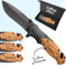 KDO MAGIC Couteau de survie personnalisé - Prénom gravé - Lame de sécurité personnalisable - Manche en bois gravé - Effet carbone - Cadeau Saint-Valentin -Idée cadeau homme anniversaire
