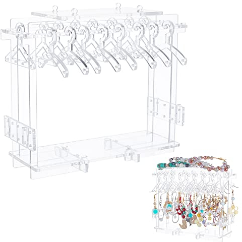WEBEEDY Acryl Ohrringständer Mit Mini Kleiderbügel Ohrsteckerhalter Ohrringe-Organizer Ständer Für Einzelhandelsausstellung Persönliche Ausstellung
