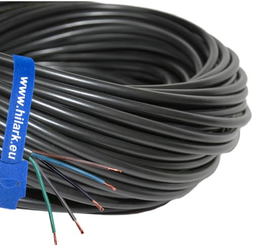 Hilark Câble 5 fils 2,5 mm2 H05VV-F 5x2,5 mm2 OWY (5g2,5 mm2) (100m, Noir)