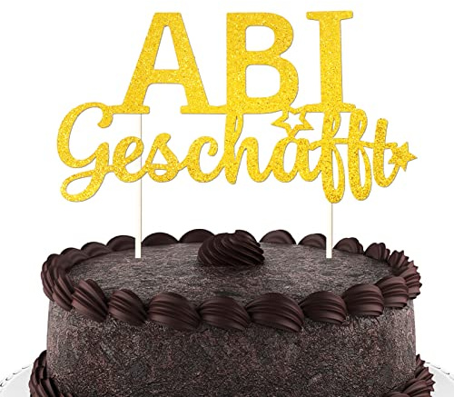 COLOFALLA Cake Topper Abi Geschafft Abitur 2025 Tortendeko Gold Glitzer Torten Topper Abschluss Bestandene Prüfung Cupcake Deko Tortenstecker Abschlussfeier Graduation Party Deko Geschenke