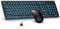BlueFinger Blacklit Clavier et souris sans fil avec écran d'alimentation, rechargeable et silencieux, pour ordinateur, Mac, ordinateur portable, PC (noir)
