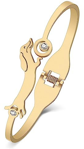 LONYOO Edelstahl Chihuahua Hund Armbänder Armreif Charms 18K Gold Armband für Frauen Mädchen Haustiere Hundeliebhaber Geschenke (Vergoldet Dackel Armreif)