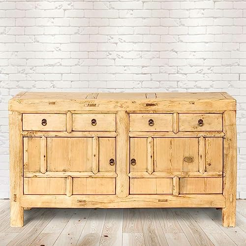 trends4cents PureHaven Kommode 156x40x81 cm im Vintage Style Massive Kommode aus Kiefer-Altholz handgefertigt stilvolles Design standsicher und stabil