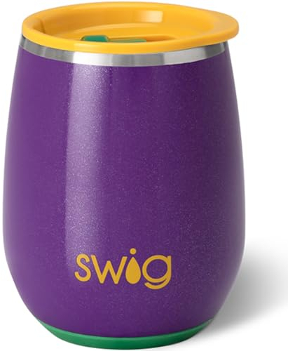 Swig Weinglas, isoliert, mit Deckel, spülmaschinenfest, Edelstahl, Weingläser für Damen, 400 ml (Pardi Gras)