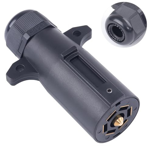 CheeMuii Fiche de remorque à 7 broches avec joint étanche - Connecteur rond à 7 voies - Connecteur de remorque rond à 7 points