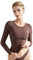 EMOTTOS Women Y2K Crop Tops, Slim Fit Round Neck Shirts, Double Lined Fitted Long Sleeve T-Shirt, Fashion Skinny Y2K Tee Shirt(Brown, M)