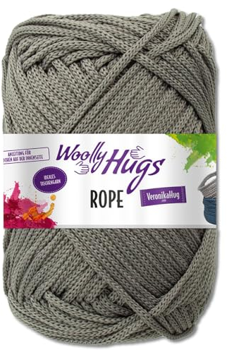 Frida's Wollhaus Woolly Hugs 200 g Rope Polyester Textilgarn Wolle Tasche mit Anleitung 13 Farben (95 | Dunkelgrau)