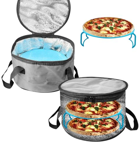 KKONHII Sac à tarte rond isotherme de 28 x 17,8 cm avec plateau à plat, empileur d'assiettes, sacs isothermes réutilisables pour aliments froids pour repas/pique-nique