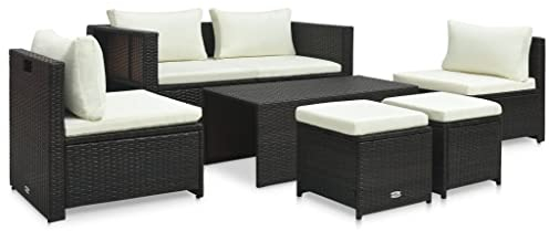 Willood 6-TLG. Garten-Lounge-Set mit Auflagen Gartenmöbel Lounge, Sitzgruppe für Garten, Terrasse und Balkon, Gartenmöbel Set wetterfest Poly Rattan Braun