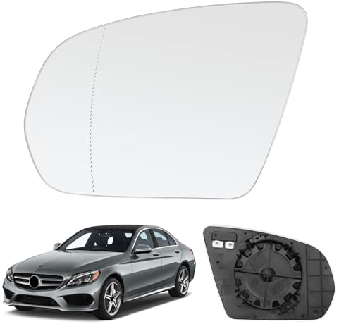 Spiegelglas Heizbar Links Kompatibel mit Mercedes-Benz C-Klasse W205 S205 C205 A205 E-Klasse W213 S213 S-Klasse V222 W222 X222 C217 A217 GLC X253 C253 Spiegelglas Außenspiegel Glas