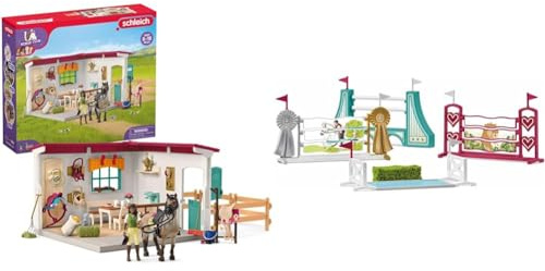 SCHLEICH 42591 Horse Club Sattelkammer, 85 Teile Spielset Pferde Figur & 42612 Hindernisse Zubehör, für Kinder ab 5-12 Jahren, Horse Club - Zubehör