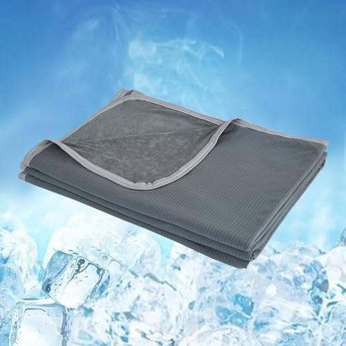 WONGS BEDDING Kühldecke Sommerdecke 2 in 1 doppelseitig mit Japanische Arc-Chill Q-Max 0,43 selbstkühlende Decke weiche Reisedecke leichte Sofadecke Wohndecke Dunkelgrau 200x220cm