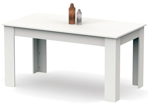 briebe Mesa Comedor Madera, Salón o Cocina para 4-6 Personas 77x140x80 cm (Alto x Ancho x Profundo) Muebles Diseño Moderno, Opal (Blanco)