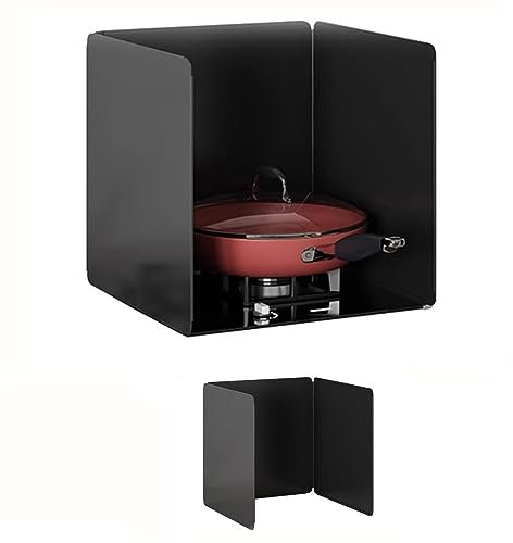 FZSERUN Schwarz,3 Sides 30×40×40CM, Spritzschutz Faltbare Kochplatte KüChe Klappbarer Wand Spritzschutz HäLt RüCkwand HerdküChe Sauber Windschutzscheibe Campingkocher Pfannenspritzschutz