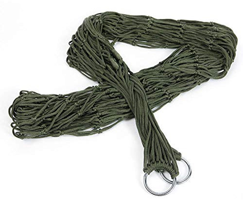 Strong Outdoor Nylon Mesh Rope Hammock for Camping - Comfortable Hanging Bed for Travel, Hiking, Picnic, Backyard and Indoor Use