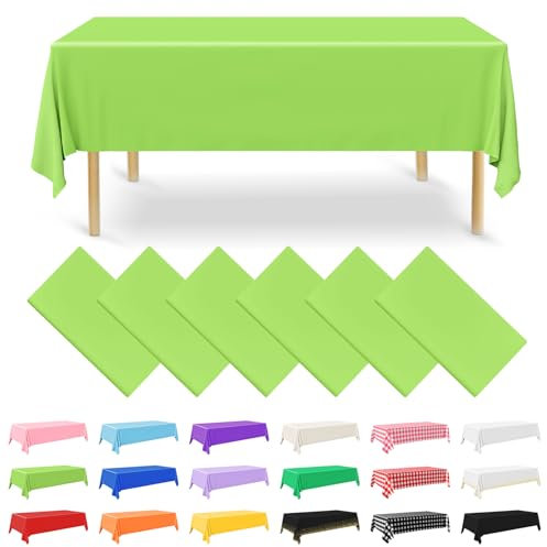 NACHLYNN 6 Stück Einweg Tischdecke 137 x 274 cm Salbeigrün Rechteckige Tischabdeckung Wasserdicht Gartentischdecke für Festivals Party Hochzeiten Brautpartys Geburtstag Dekorationen