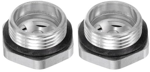 QUARKZMAN 2pz Vetro Spia Olio Compressore d'Aria G1 Filettatura Maschio Indicatore Livello Liquido Lega Alluminio Testa Esagonale Finestra con O-Ring per Scatole Ingranaggi, Argento