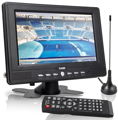 Rywob Mini TV portátil de 7 pulgadas, TV a pilas con tarjeta ATSC/TF/entrada USB/AV, portatil de TV con control remoto y soporte para camping, coche, cocina, viajes, emergencia