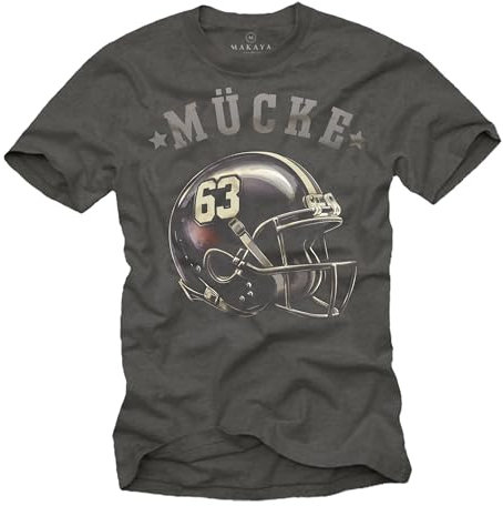 MAKAYA Mücke 63 Trikot American Football Helm Herren T-Shirt mit Nummer Buds Grau XXL