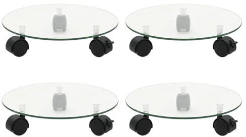 Rasen & Garten, Gartenarbeit, Pflanzenständer, Pflanzenrollen, 4 Stück, 28 cm, gehärtetes Glas, rund