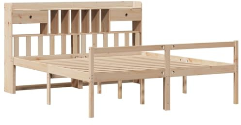 vidaXL Bookcase Bed without Mattress, Bed Base for Bedroom, Mattress Foundation for Double Bed, Modern Style, 180x200 cm Super King Solid Wood Pine
