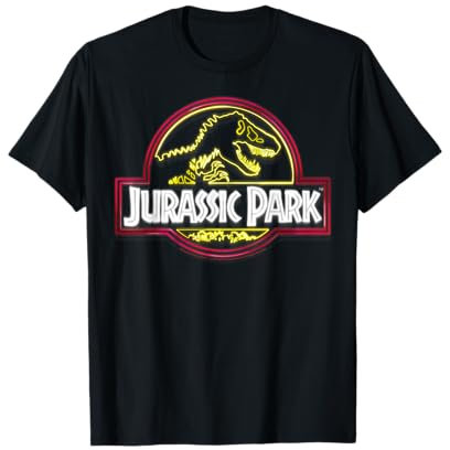 Jurassic Park Neonschild mit Fossil-Logo T-Shirt