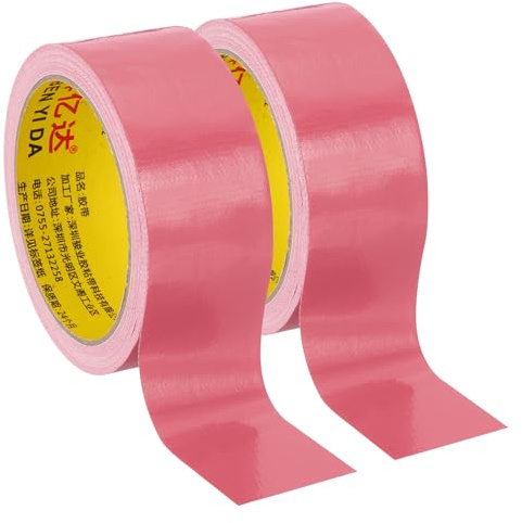PATIKIL 2 Rollen Gewebeband, 40 mm x 10 m Gewebeklebeband, Panzertape Wasserfest, Reparaturband, Panzerband, Pink Buchbindungsband, Selbstklebend zur Reparatur, Bücher