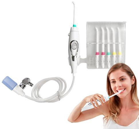 Kioriur Irrigatore orale per rubinetto, idropulsore per rubinetto, Irrigatore orale a 6 ugelli, idropulsore non elettrico per rubinetto - Pulizia dei denti di sicurezza, cura orale regolabile e