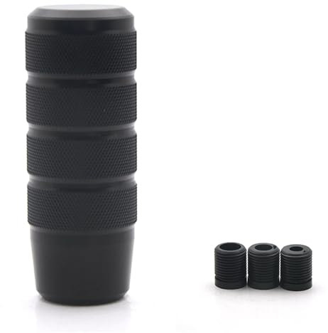 Schaltknauf,Schaltknauf Abdeckung Universeller, Rutschfester 95-mm-Schaltknauf for manuelles Getriebe, gerändelter Schaltknauf aus Aluminium(Black)