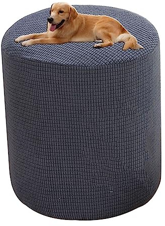 Ottomane Schonbezug Hockerbezug 40x40/50x50/60x60 Hocker Husse für Fußhocker Quadratisch/Rechteckig/Rund, Stretch Bezug Ottomane Abdeckung Überzug Waschbar Hocker Protector Hockerabdeckung(A18,45x45cm