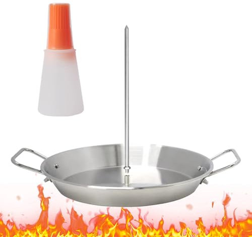 Skewer Al Pastor Pour Gril - Support De Brochette De Grill En Acier Inoxydable | Sans Assiette D'égouttement, 3 Pointes Amovibles, Accessoire De Grillade Pour Poulet, Poisson, Steak, Kebabs Shawarma